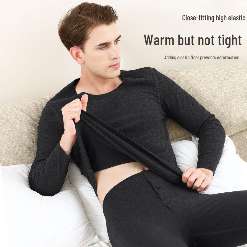 FitonTon Men's Double-Sided Brushed Thickened Thermal Underwear Set