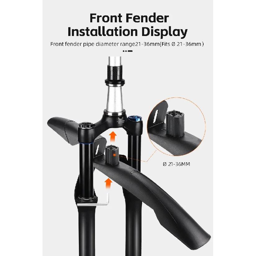WEST BIKING Mountain Bike Fender Set Universal 29 Inch MTB Mudguard Adjustable Front and Rear Mud Flaps Bicycle Mud Protector