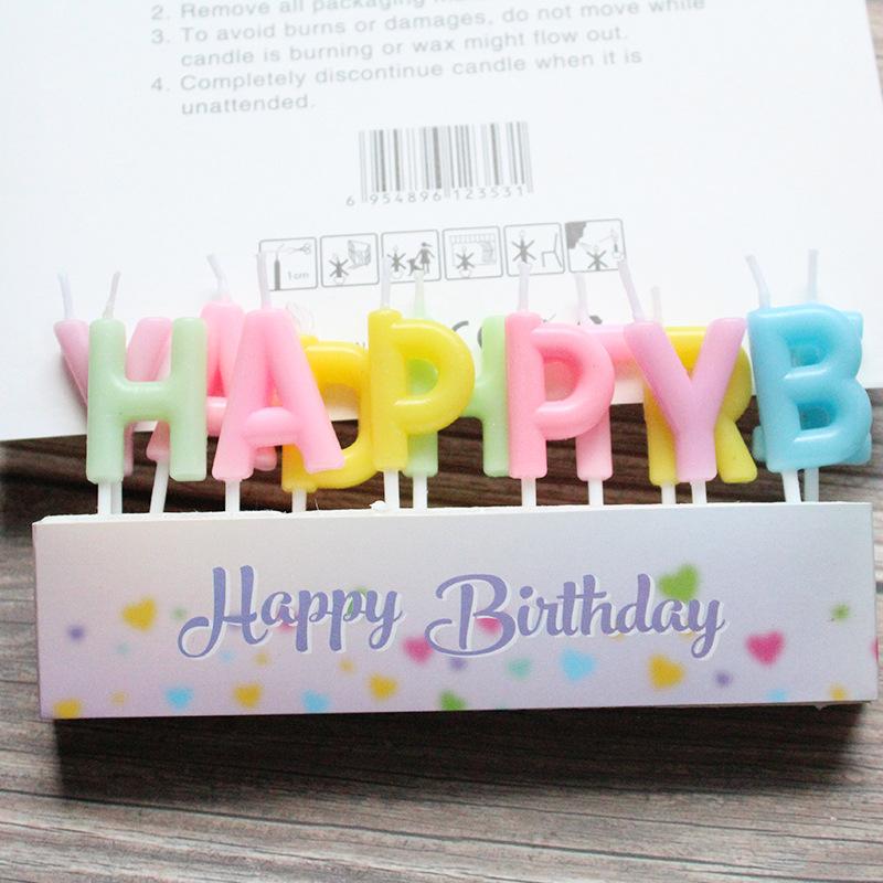 Birthday Party Colorful English Letters HAPPY BIRTHDAY Candle Romantic Party Candy Color Decoration