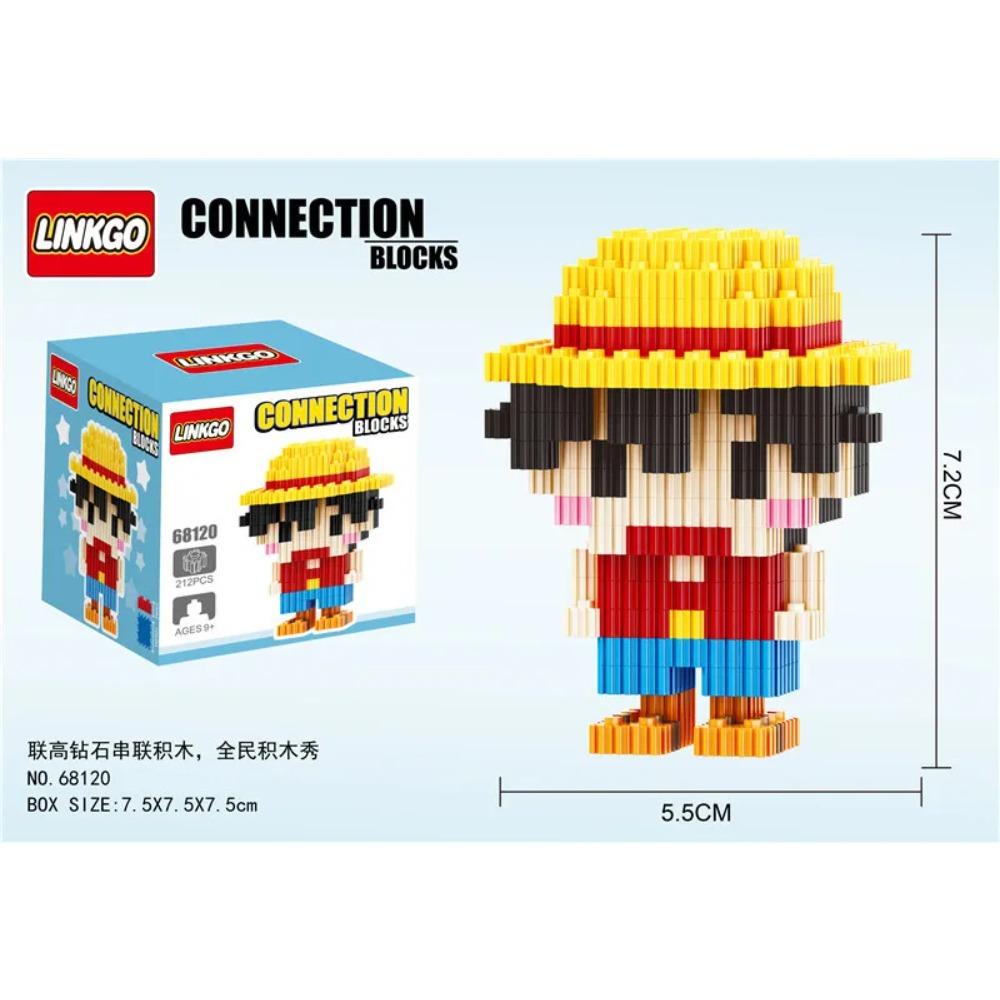 Linkgo Anime Connection Stavebnice Goku Luffy Demon Slayer Nezuko Stitch Pikachu Sasuke 3D Model Mini Cihlová Figurka Hračky