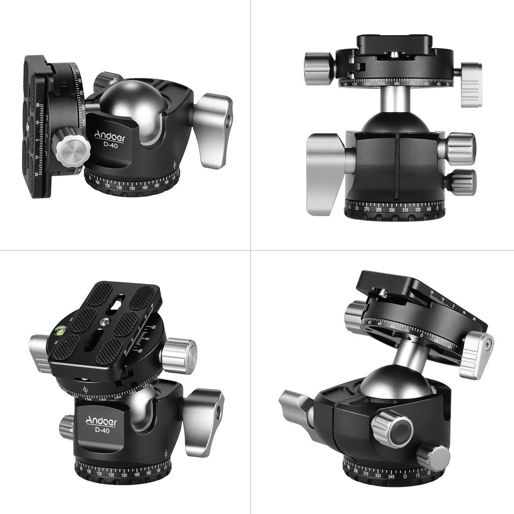 D-40 PRO Double Panoramic Head CNC Aluminum Alloy Ball Head U Notch Design Low Center of