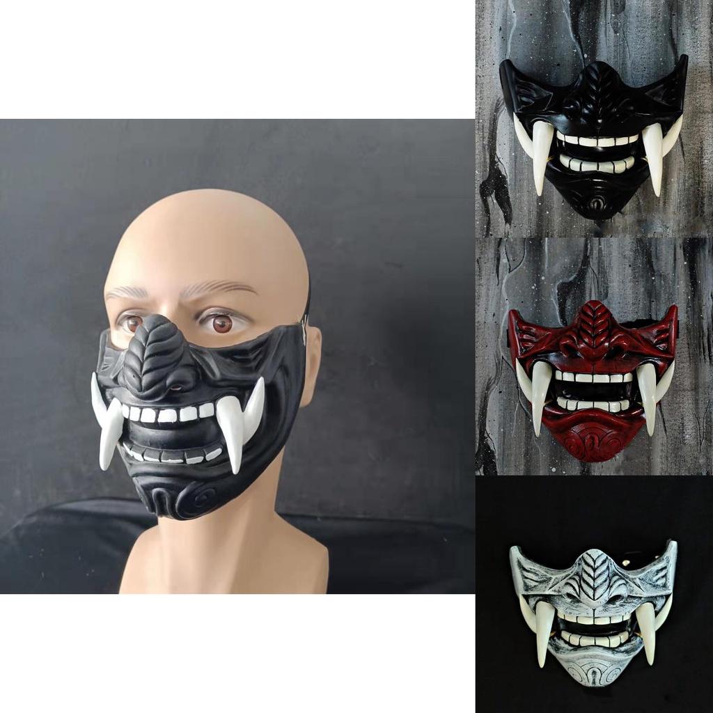 Natural Latex Hannya Half Face Mask Perfect For Halloween And Cosplay