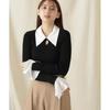 JILL by JILL STUART Marron Erica Thread Rib Knit Gray Women's Sweater,