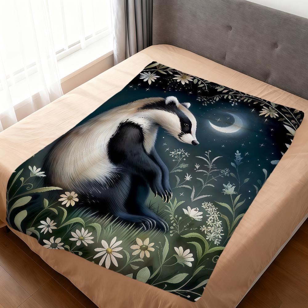 Vintage art animals fox crane flowers soft warm plush blanket dormitory sofa living room pet hogar bedroom gift nap home Flannel