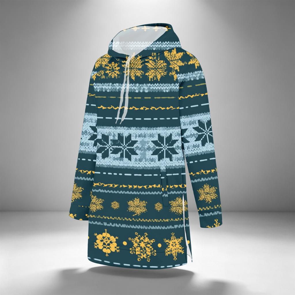 Women's Casual Christmas Print Long Sleeve Hooded Sweatshirt Top
