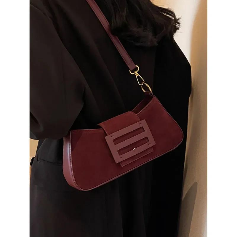 Vintage velvet armpit bag for ladies elegant monochromatic shoulder bag high-grade bag new design