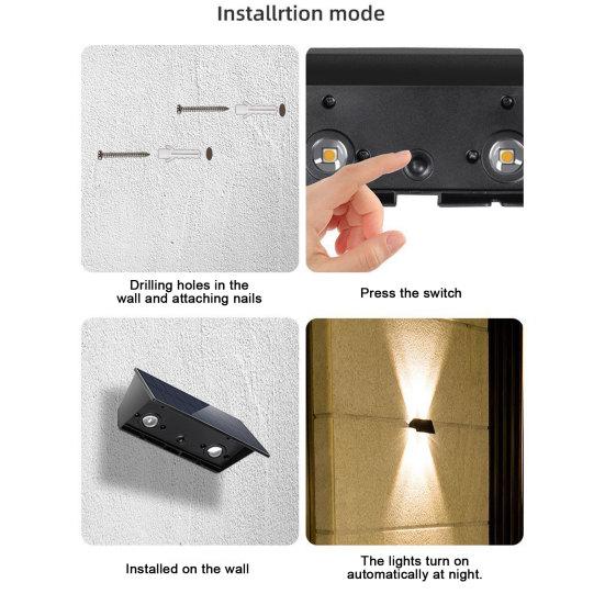 Solar Wall Light, Garden Solar Wall Light, Waterproof Outdoor Fence Light, Auto On/Off Wall Lamp for Yard Front Porch Decoration