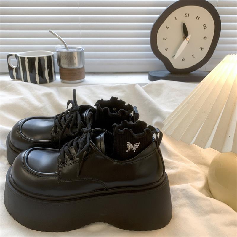 British style black small leather shoes women's 2025 new spring and autumn versatile Mary Jane platform French with skirt single shoes