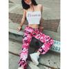 Printed Bucket Side Pocket Loose Pants Printing Series Buckle Side Pocket Loose Pants Female