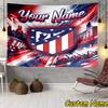 Custom Name Atletico Football Crest Tapestry Accessories for Bedroom,Livingroom, dormitory Room Wall Hanging Decor, Fan Birthday Gifts