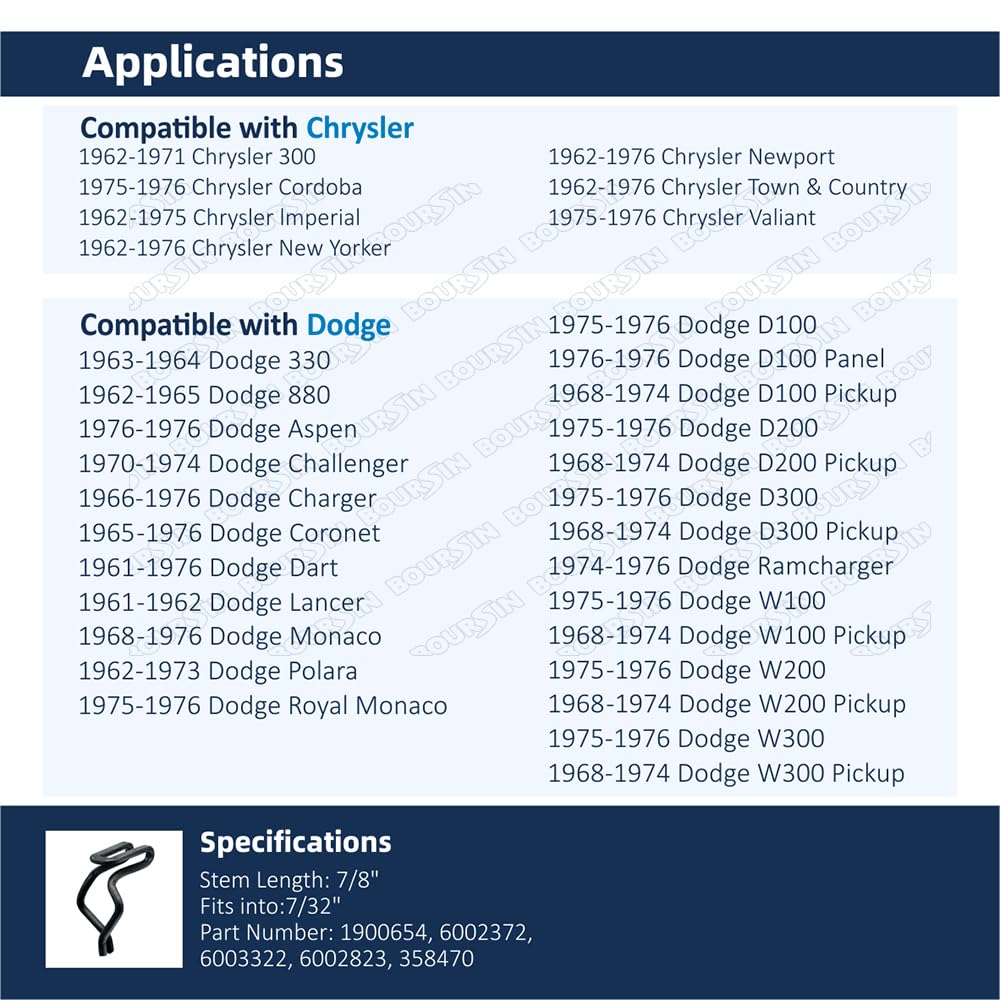 30Pcs Door Trim Panel Fasteners Retainer Clips Compatible with Ford Chrysler Dodge Plymouth Truck Pickup Van 9361 1900654 6002372 358470 Metal Spring