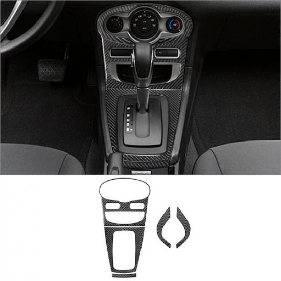 5Pcs Carbon Fiber Interior Transmission Console Cover Trim For Ford Fiesta