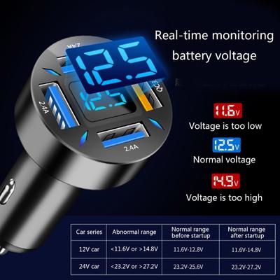 Car Charger Quick Charge Four USB Port Cigarette-Lighter Laptop Charger Portable Adapter Flash Charging PD20W QC3.0 2.4A