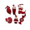 Christmas Tree Decorations Set of 6 with Flocked Texture Ornaments Designed for Window Display and Festive Seasonal Arrangements