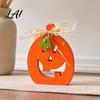 Cute Pumpkin Craft for Showcase Halloween Indoor Wooden Table Sign Spooky Tabletop Block Seasonal Festive Room Ornaments Tiered Tray Centerpiece