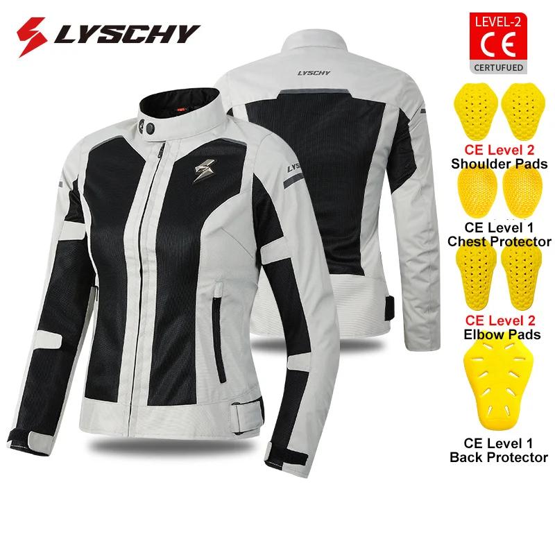 LYSCHY Motorcycle Jacket Pants Summer Mesh Breathable Motorbike Jacket Men Women CE2 Level Protective Anti-fall Motocross Jacket