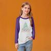 Kids' Fashionable Comfortable Christmas Print Neck Pullover Long Sleeve Top
