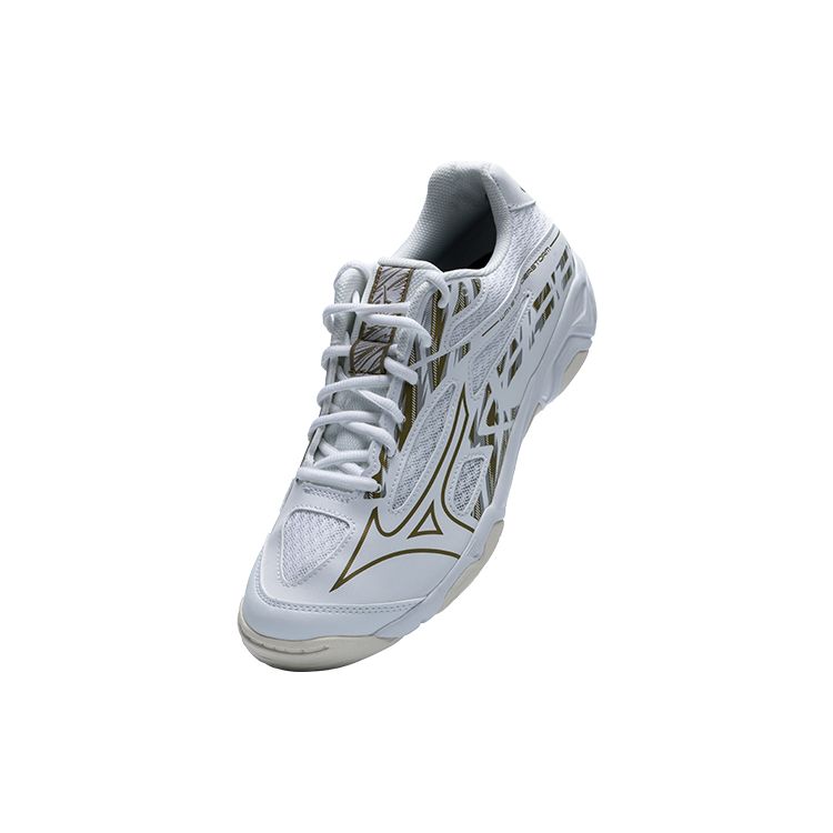 Mizuno Unisex Wave Thunderstorm Volleyball Shoes White/Gold V1GA222158