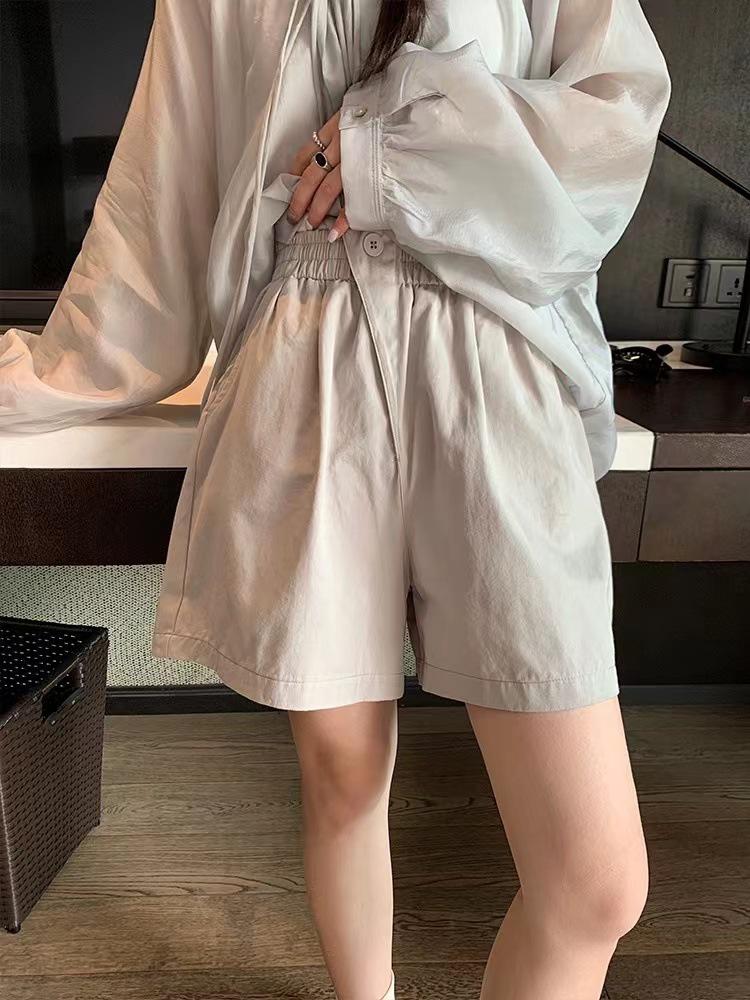 2025 Women's Elastic High-Waist Wide Leg Mid-Length Summer Shorts