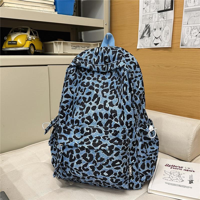 Leopard Print Schoolbag Women's Lightweight Backpack