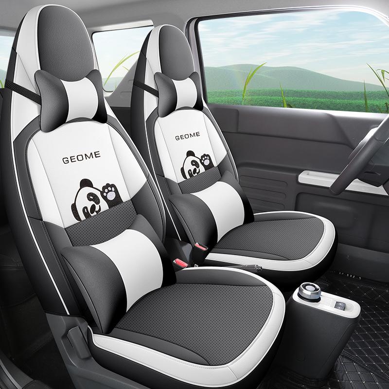 Panda Mini Cartoon Car Seat Cover, Full Wrap, Cute Leather for All Seasons
