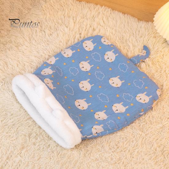 Winter Cat Sleeping Bag Cozy Semi-Enclosed Pet Sack for Indoor Cats 360-degree Wrap Self-warm Plush Cat Bed for Small Pets