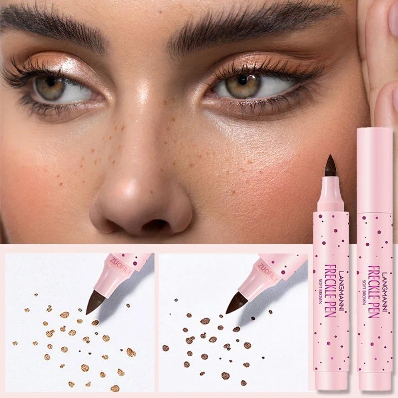 2-in-1 Natürlicher Simulations- Sommersprossen-Stempelstift Wasserdicht Langanhaltend Brauner Eyeliner Punkt Fleck Stift Gesicht Falsche Sommersprossen Eyeliner Stift Make-up