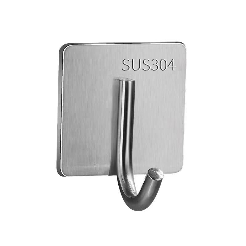 No-Punch Stainless Steel Adhesive Hook for Coats and Hats - Wall-Mounted for Home, Kitchen, and Bathroom Use