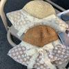 Crochet Sunscreen Bucket Hat Ribbon Beach Fisherman Hat Fashion Bow Straw Hat  Vacation