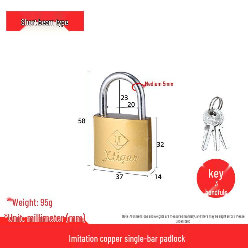 25MM Iron Padlock Single Open Imitation Copper Lock for Household or Student Use