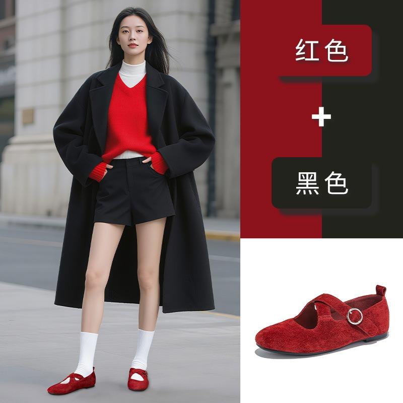 First Layer Sheepskin Insole Mary Jane Shoes Autumn New Cross Fashion Genuine Leather Single Shoes Women's Not Tired Feet Women's Shoes