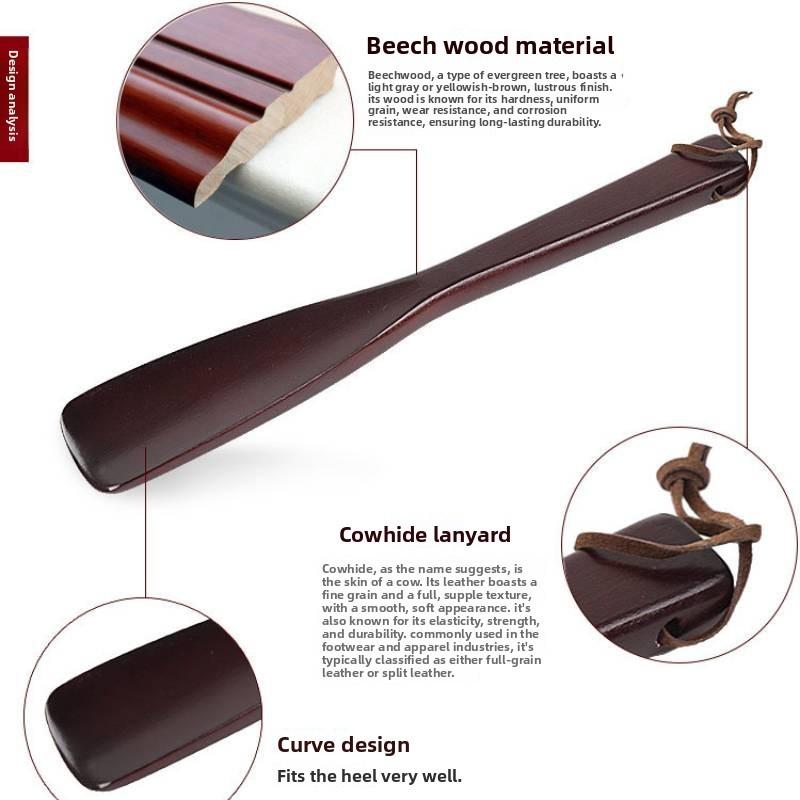 Classic Wooden Shoe Puller With Extended Handle For Easy Shoe Wear