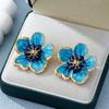 Enamel Flower Earrings Colorful Drop Earrings Elegant Floral Stud Earrings  Girls