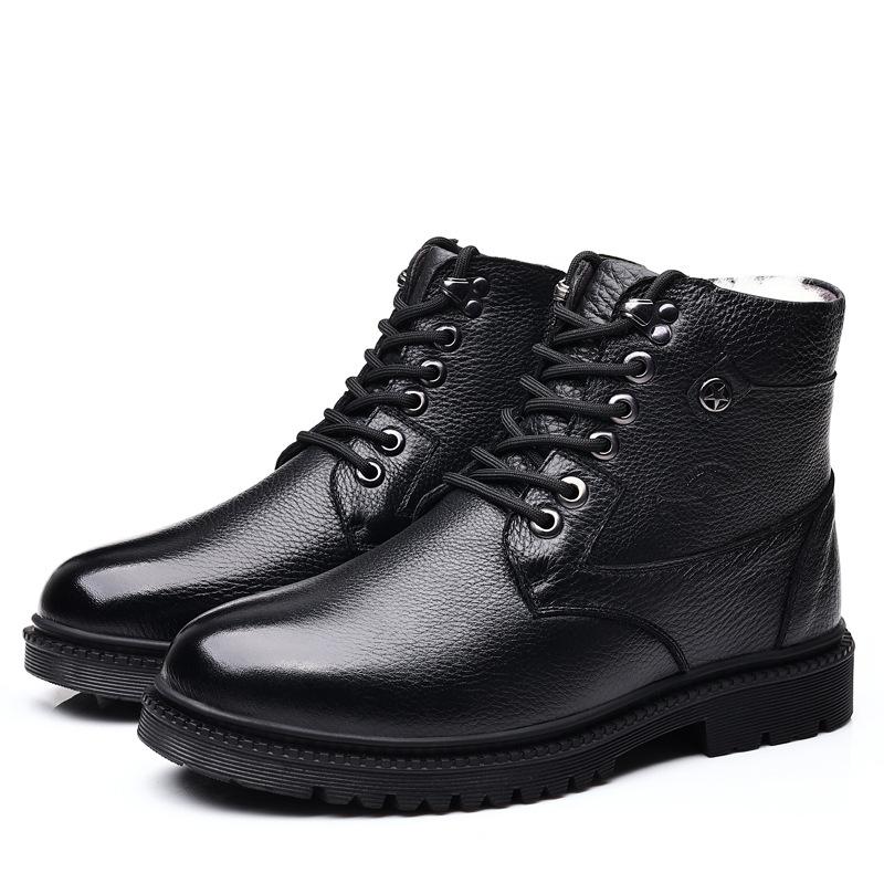 

Martin boots men s winter black tooling British style recreational locomotive leather boots men s non-slip velvet thermal cotton boots 45