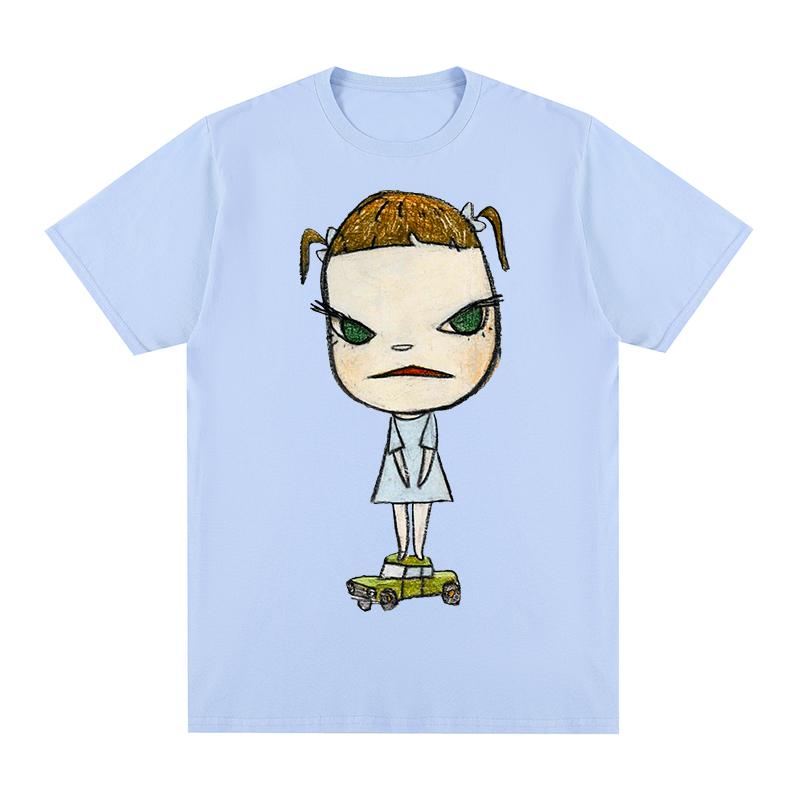 Yoshitomo Nara GIRL ON GREEN CAR Vintage Tshirt Funny Cute Cartoon Anime Cotton Unisex T shirt New TEE TSHIRT Womens tops