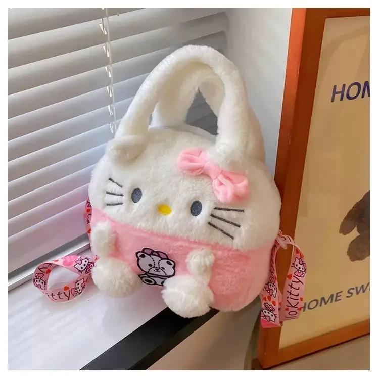 Kawaii Cartoon Plush Backpack Kuromi My Melody Cinnamoroll Plush Shoulder Bag For Girls Kids Cute Birthday Gift
