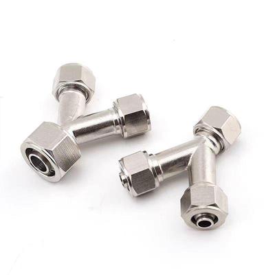 Copper Y-Type Quick-Connect Reducing Tee Fitting for Pneumatic Tubes (PYG PY4-6-8)