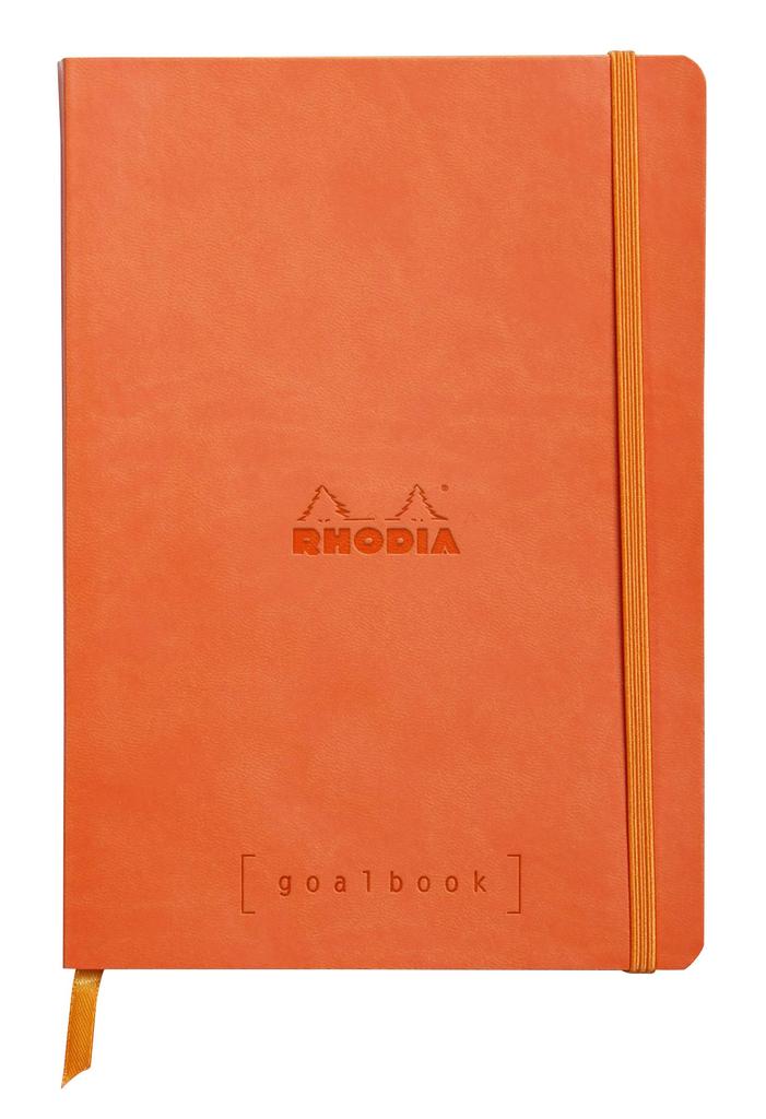 Rhodia Rhodiarama Goal 240 Dotted with Pen Italian Leatherette PEFC CF117754 Book, A5, Pages, Grid, Holder, Cover, Certified, Tangerine,