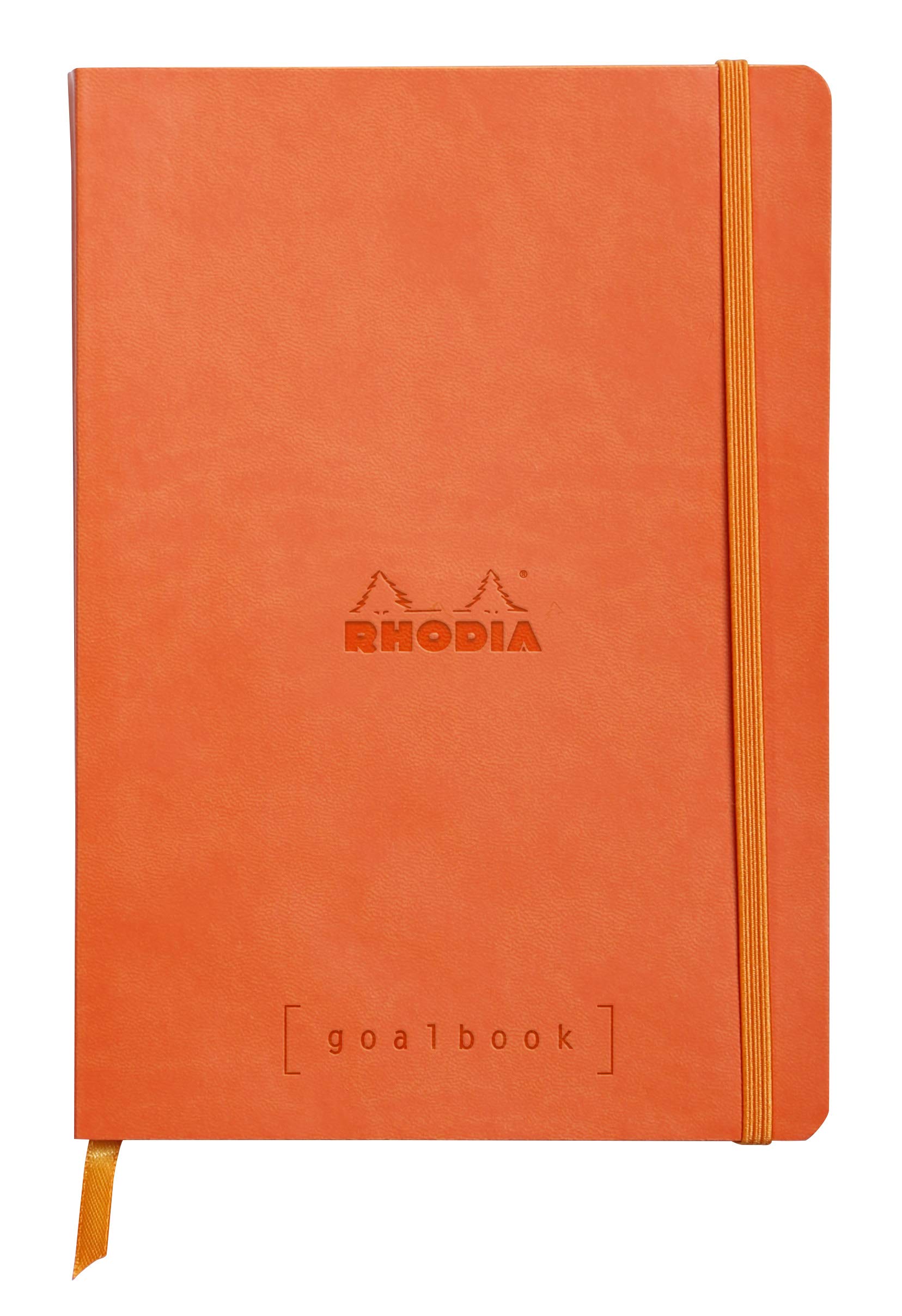 

Rhodia Rhodiarama Goal 240 Dotted with Pen Italian Leatherette PEFC CF117754 Book, A5, Pages, Grid, Holder, Cover, Certified, Tangerine, мандариновый