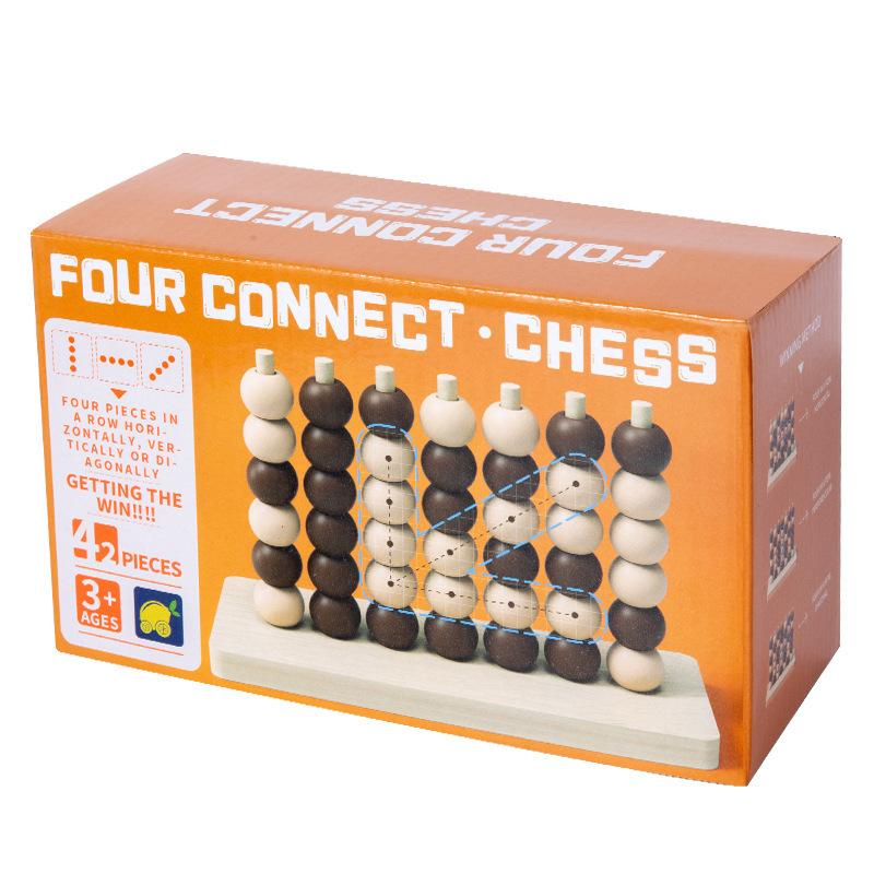 

Wooden Children s Early Education Boxed Three-dimensional Double Quadruple Game Chess Puzzle Tabletop Interactive Student Chess Toys