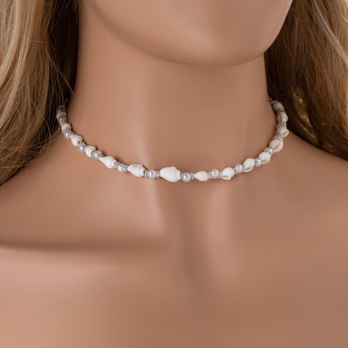 Summer beach style handmade conch mixed with pearl women s neck necklace