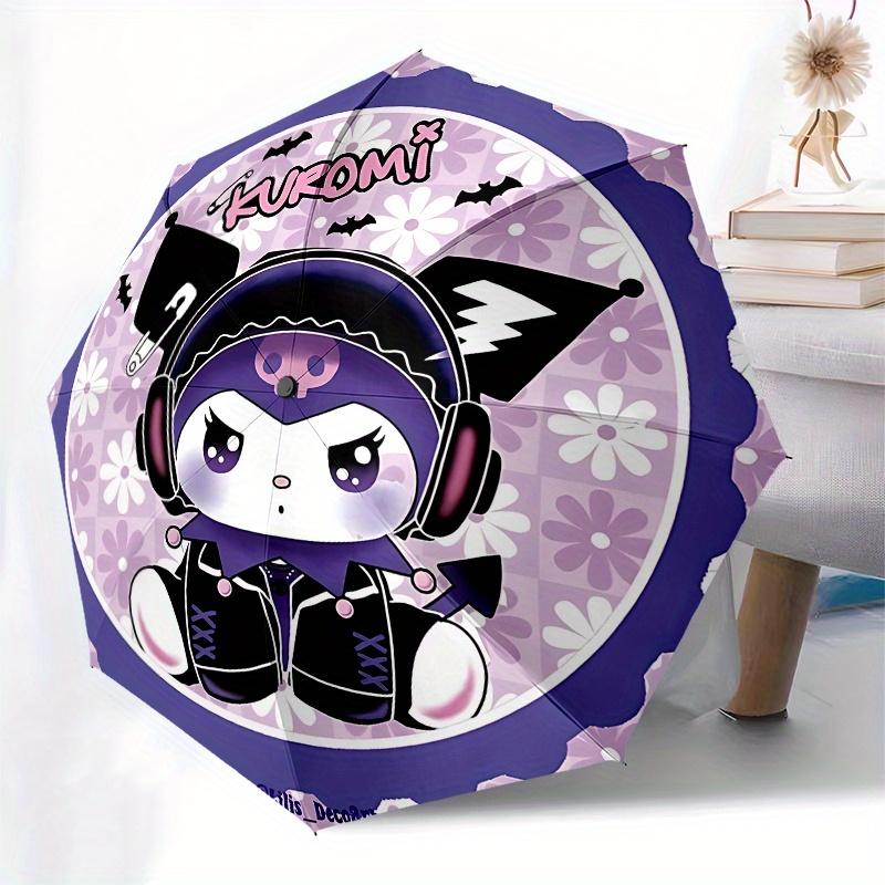 Kuromi, DecoArt Automatic Open/Close Umbrella-Cute Umbrella with Cute Design, Portable 3-Fold Compact Umbrella for Men & Women, Halloween Ch