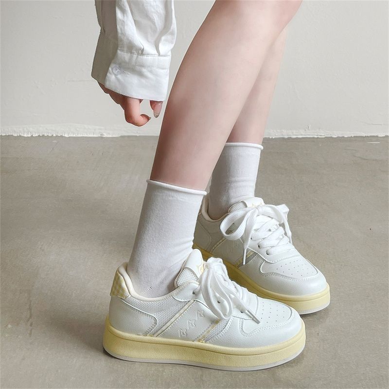 

Допамин платформа белые туфли детские трендовые универсальные нишевые туфли-хлеб повседневные кеды весна и лето женская обувь 40 жёлтый