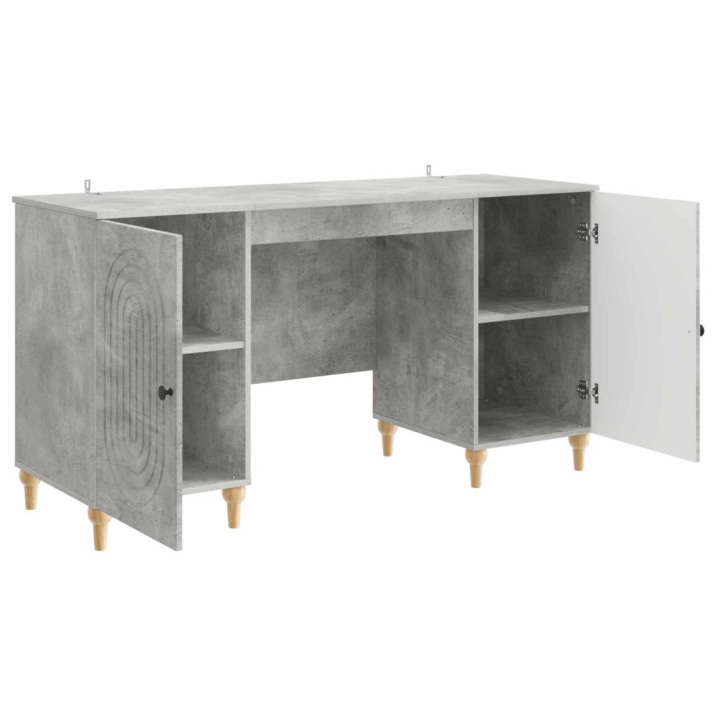 Desk with Door Concrete Grey 142.5 x 50 x 75 cm Particleboard