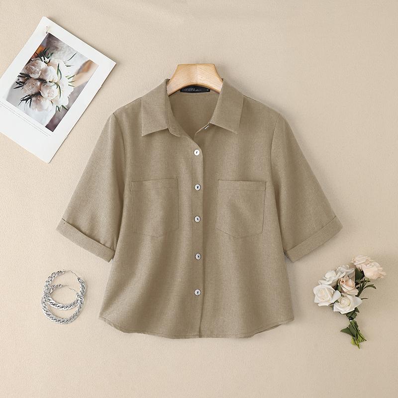 

ZANZEA Женская повседневная летняя блузка с отложным воротником и коротким рукавом 5XL