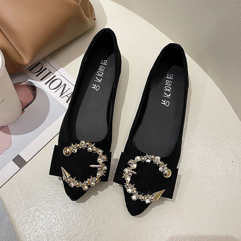 Flat-soled Single Shoes Women's Spring New One-pedal Women's Shoes Pointed Head Shallow Mouth Lazy Shoes Soft-soled Doudou Shoes
