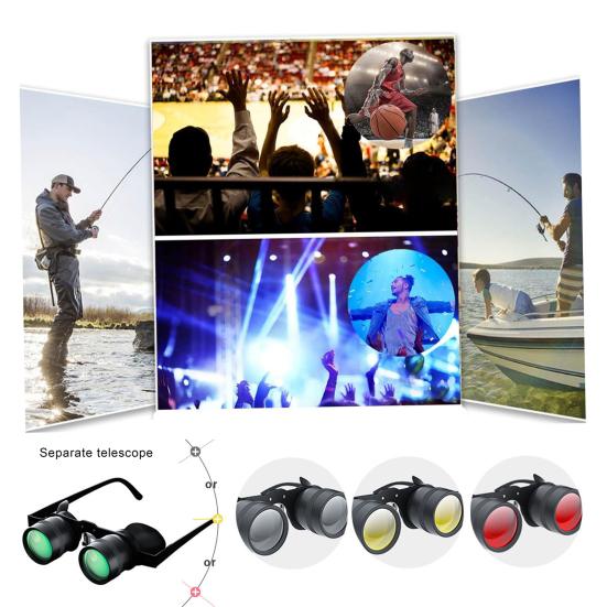 Outdoor Fishing Binoculars Glasses 10X Zoom Magnification Adjustable Hands-Free Portable Bird Watching Theater Concert Binocular Telescope