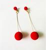 Korean Black Velvet Ball Drop Earrings - Elegant Autumn/Winter Style for Women