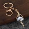 Zinc Alloy Keychain Pendant, Ballet Girl Shape Key Holder with Imitation Gemstones Rhinestones, Easy to Install Bag Charm