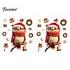 Reusable Christmas Decor Cute Owl Static Window Clings, Santa Hat Scarf Wreath Bell Snowflake Festive Holiday Home Decals, No-Adhesive Glass Stickers